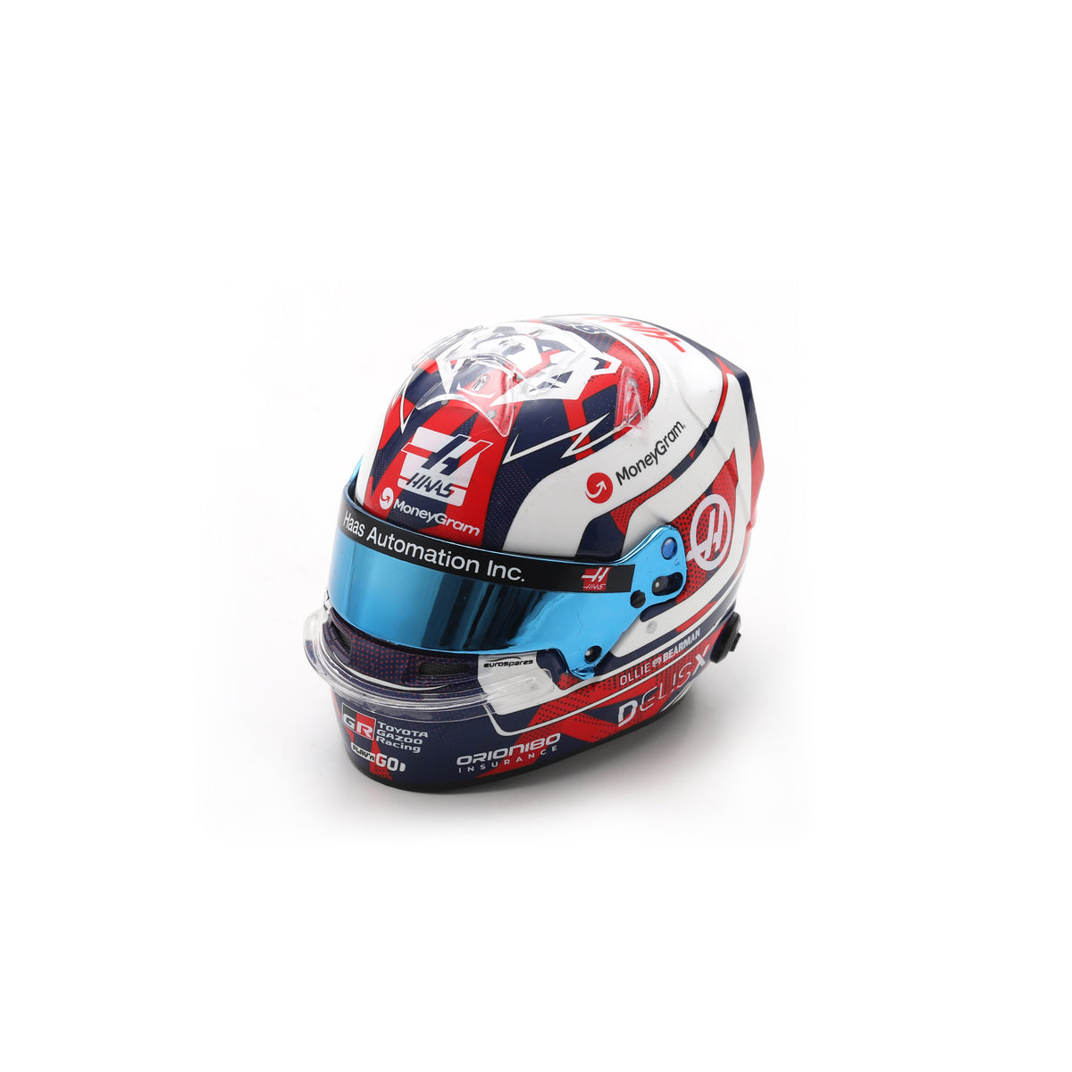Spark Haas F1 Team Oliver Bearman 2025 Silverstone GP Mini Helmet Adults - Red - 1:5 Scale