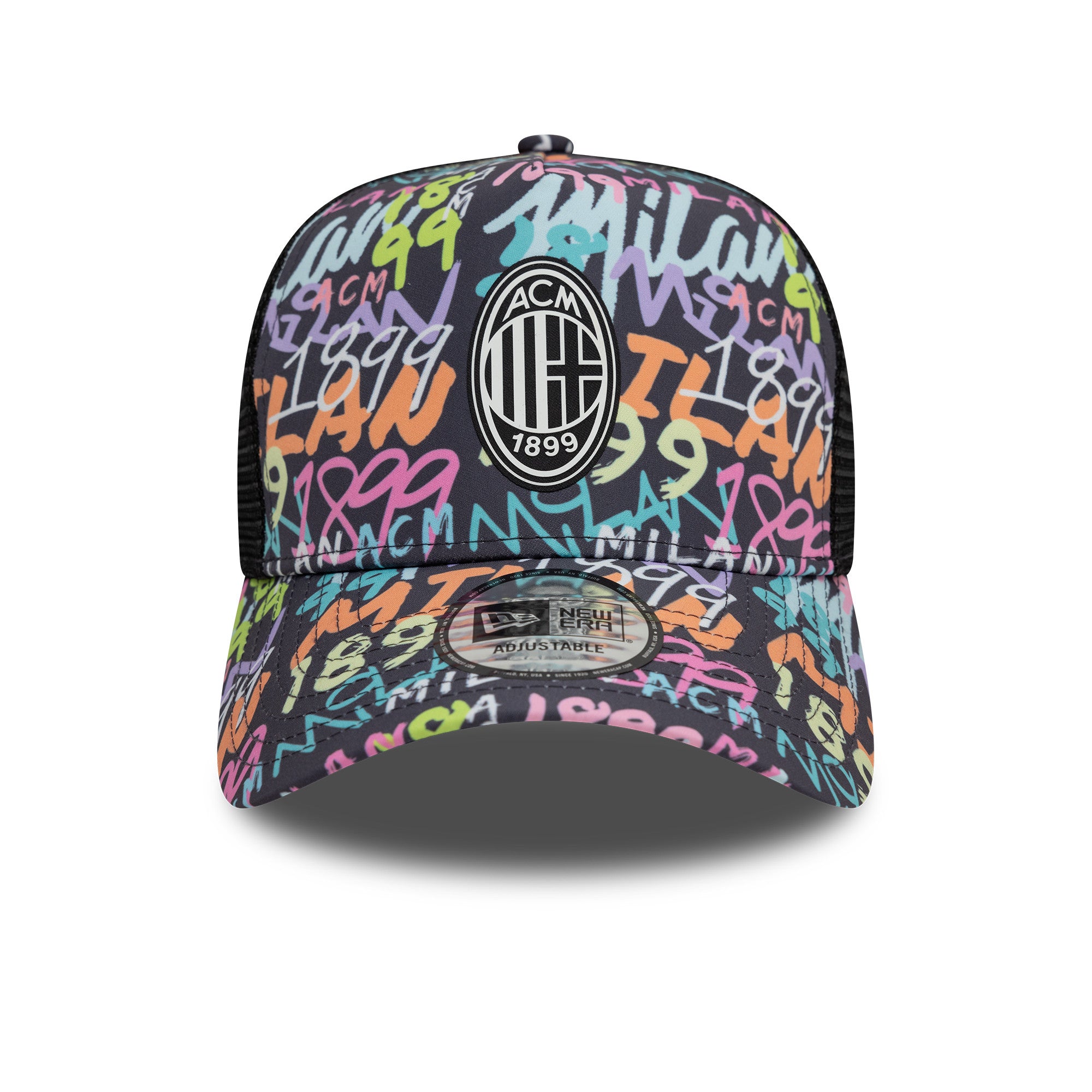 AC Milan Grafiti All Over Print Trucker Cap Adults - Black
