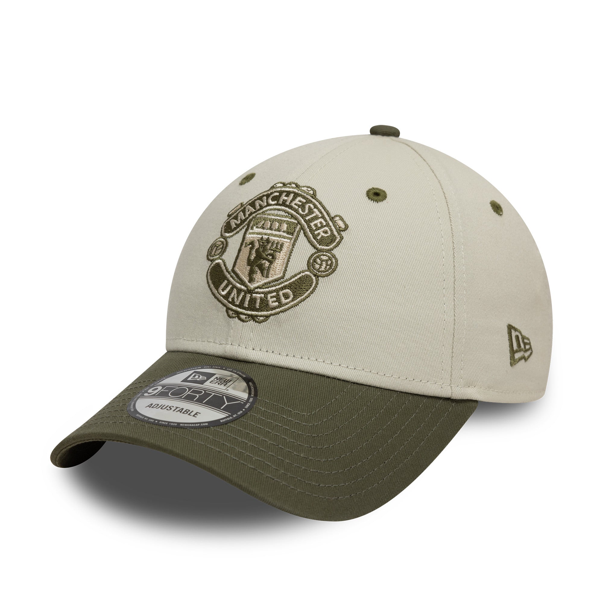 Manchester United Contrast Visor 9Forty Cap Adults - Ivory/New Olive