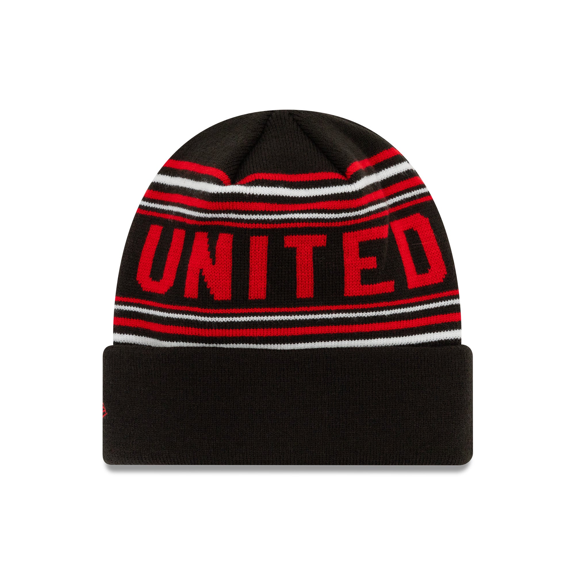 Manchester United Stripe Cuff Beanie Adults - Black