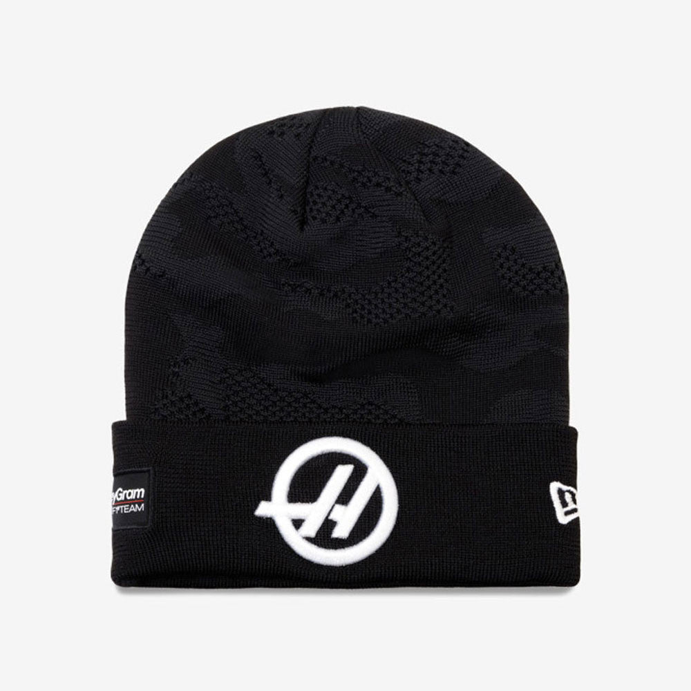 Haas F1 Team 2025 Oliver Bearman Camo Cuff Beanie Adults - Black/Scarlet