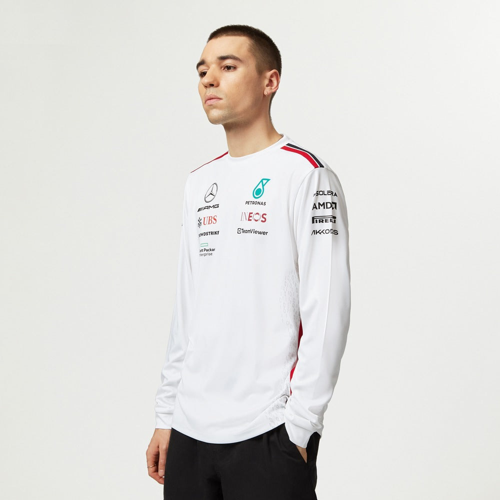 Mercedes AMG Petronas F1 2023 Team Long Sleeve Driver Tee Mens - White