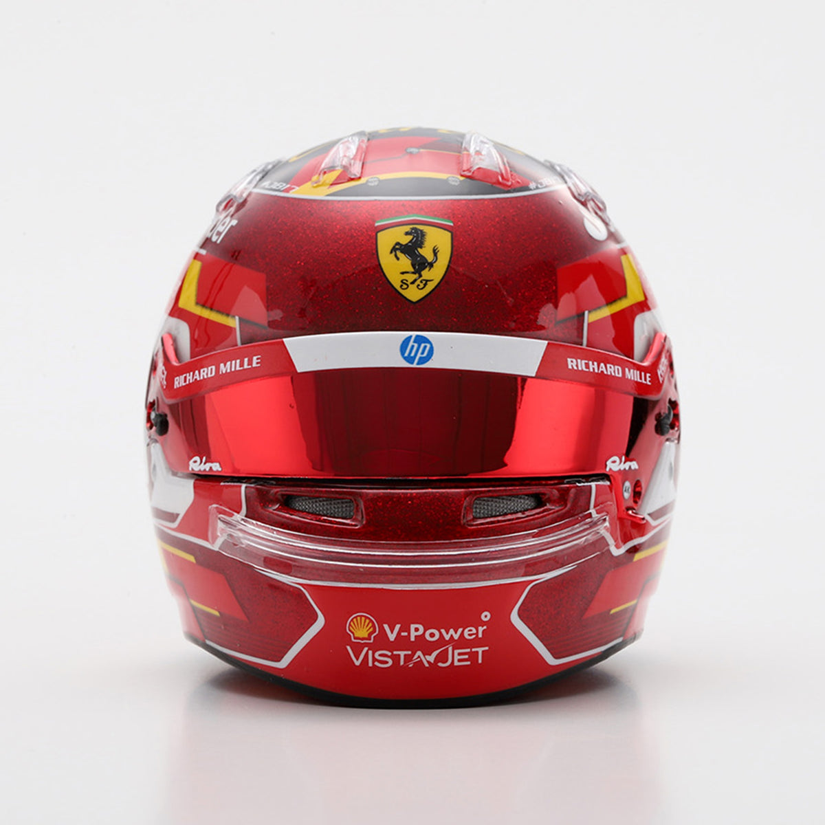 Looksmart Scuderia Ferrari F1 Team Charles Leclerc 2024 Abu Dhabi GP Mini Helmet Adults - Red - 1:5 Scale