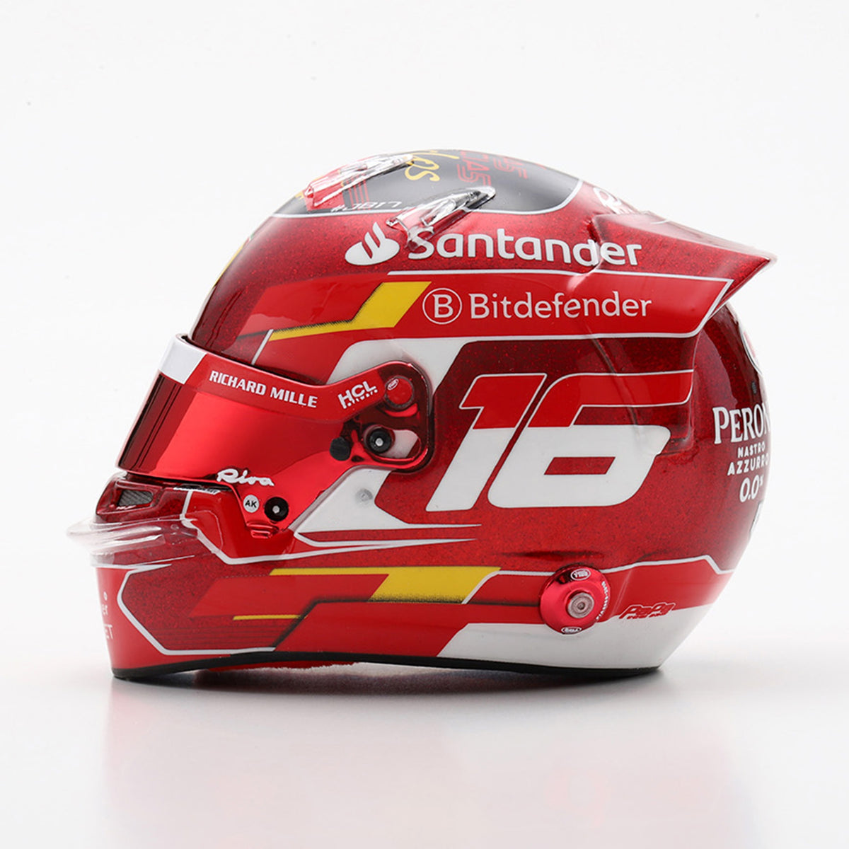 Looksmart Scuderia Ferrari F1 Team Charles Leclerc 2024 Abu Dhabi GP Mini Helmet Adults - Red - 1:5 Scale
