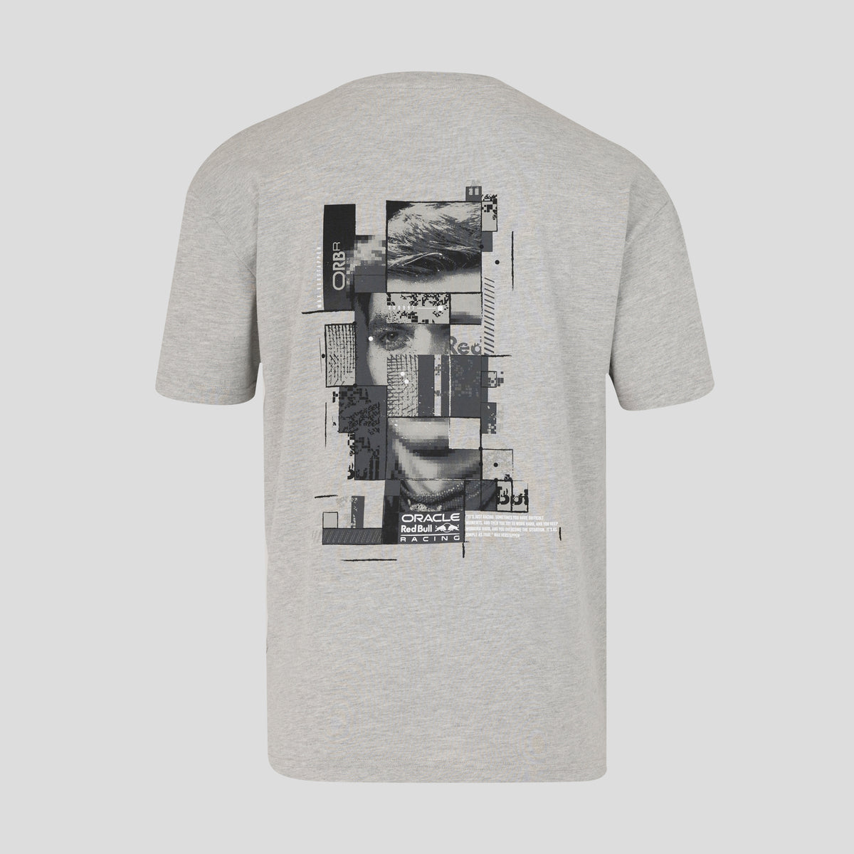 Red Bull Racing F1 Max Verstappen Pixel Back Graphic Tee Unisex - Grey